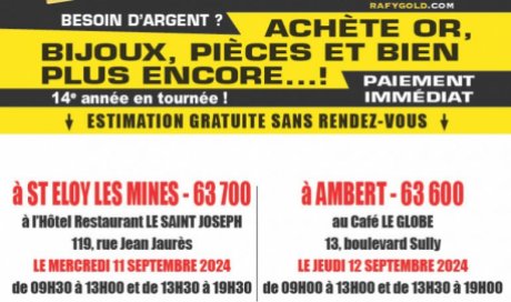 Estimation et Rachat de vos biens précieux dans votre Hôtel Le Saint-Joseph à Saint-Eloy-les-Mines